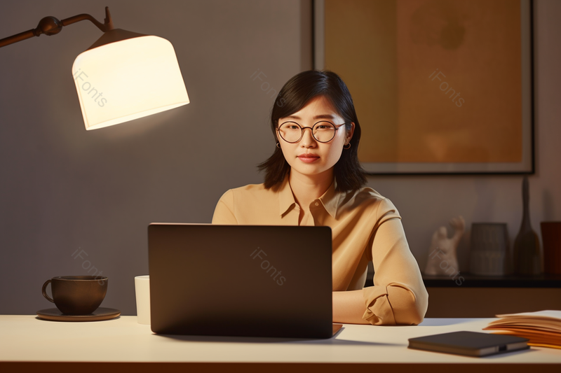 成熟商务女性夜晚居家办公摄影,高清,摄影图,摄影图片,图片大全,摄影图免费下载